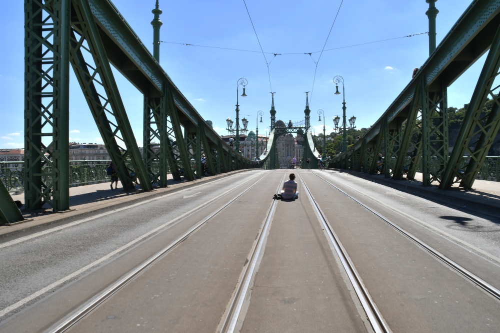 Freedom Bridge - people (Budapest, Hungary)